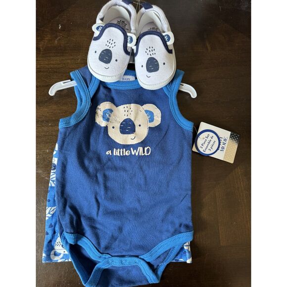 Baby Mode Infant Bodysuits White- Blue & White a little Wild' Koala - Picture 1 of 2